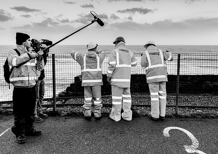 Inspecting the railway damage at Dawlish, Devon with Editorail photography by Lightworks
