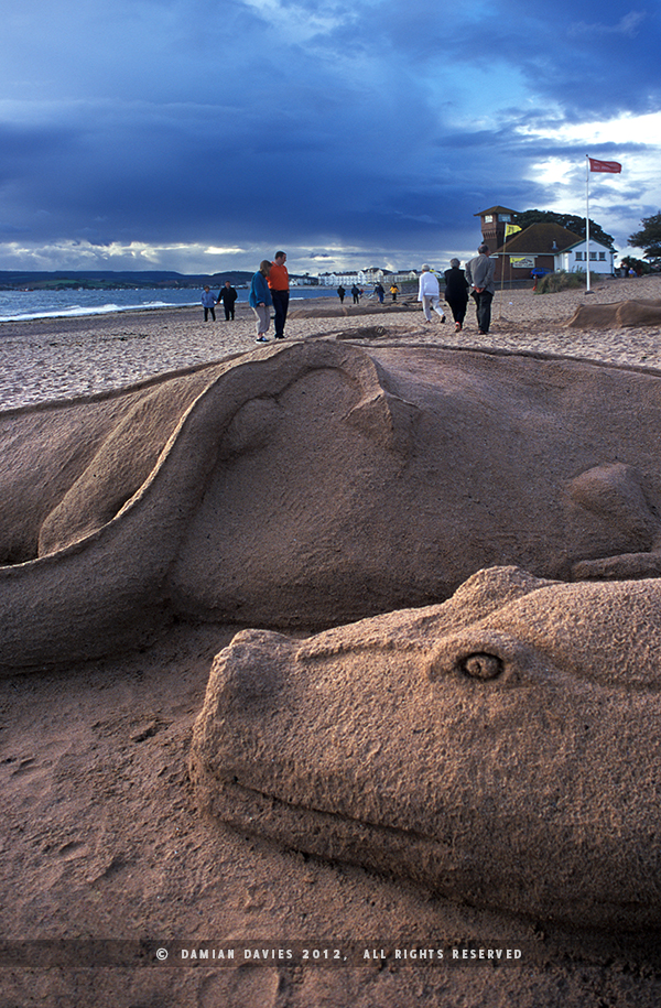 exmouth festival sand sculpture on exmouth beach, devon, england