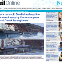 Daily Mail coverage of the rail track repairs at Dawlish, Devon, England, with photography by Lightworks Commercial and Editorial Photography
