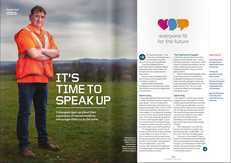 Editorial photography in Network Rail magazine